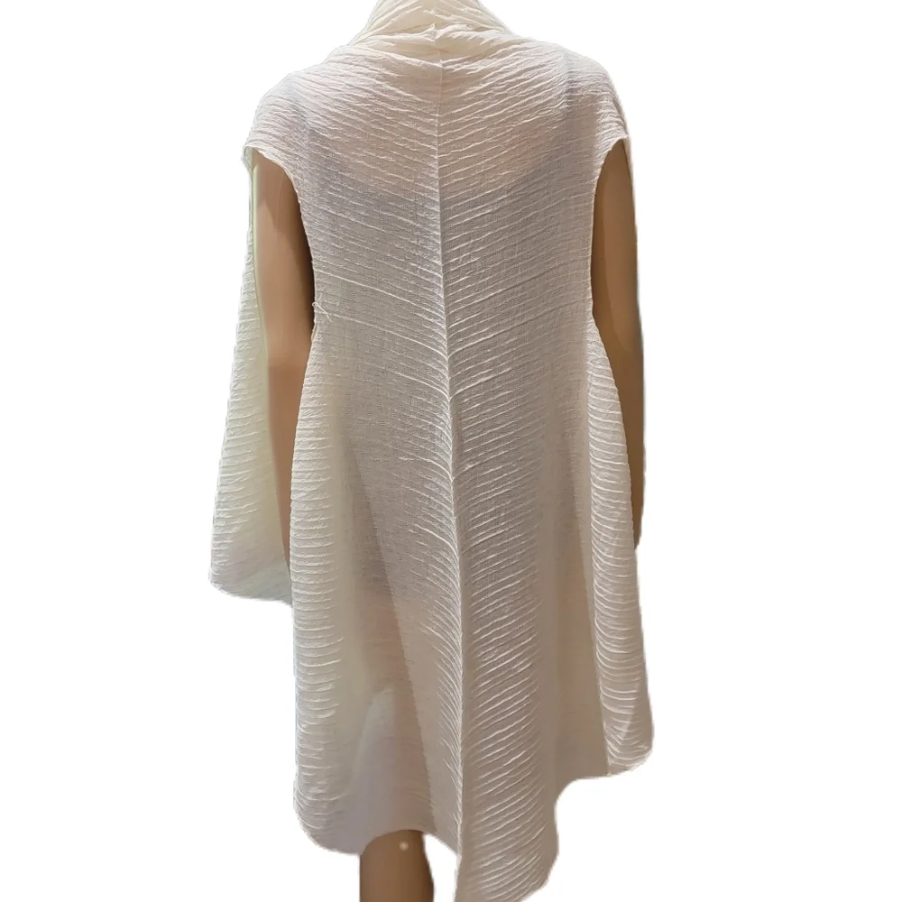 Ivory lightweight open Front linen sleeveless Lagenlook layering piece